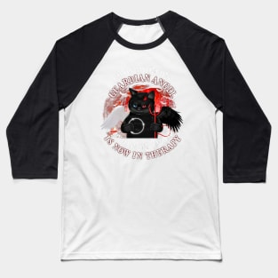 I'm On My Second Guardian Angel Black Cat Baseball T-Shirt